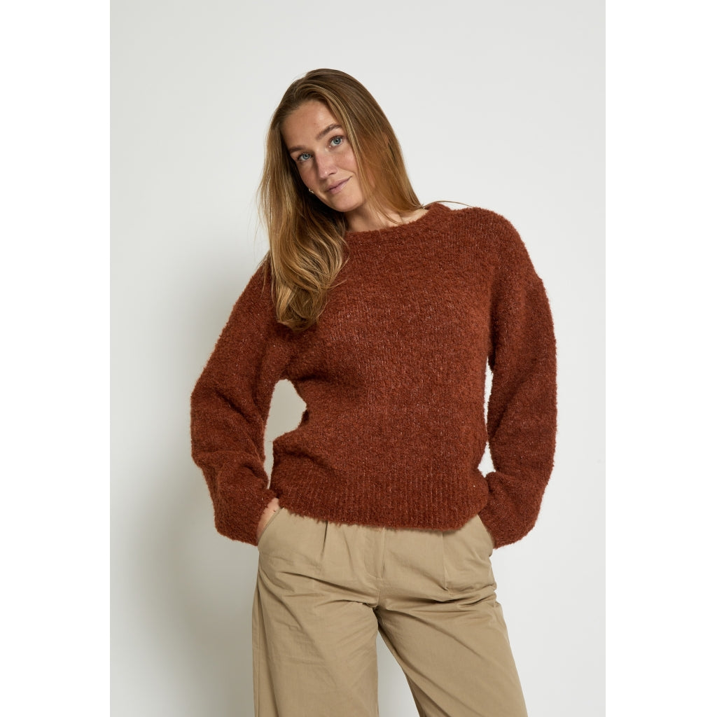 DESIRES KAIA BOUCLE KNIT PULLOVER | BRUIN