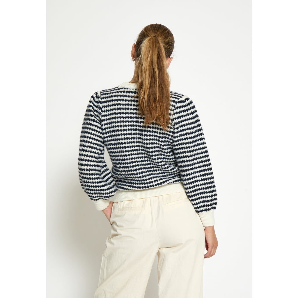 PEPPERCORN CAMILLA 3/4 SLEEVE STRIPED KNIT PULLOVER