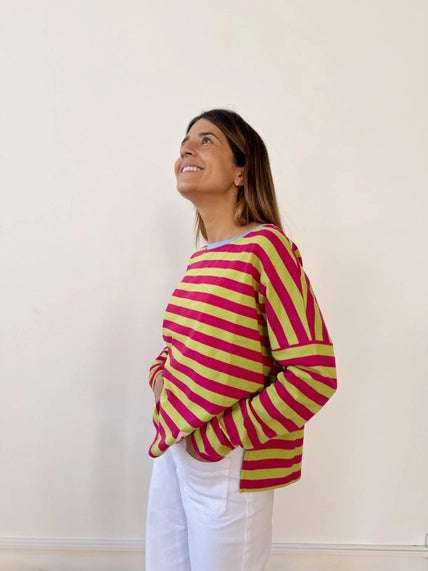 COTTON TREAT LONG SLEEVE SHIRT MIND TRAVELER | GROEN/ROZE