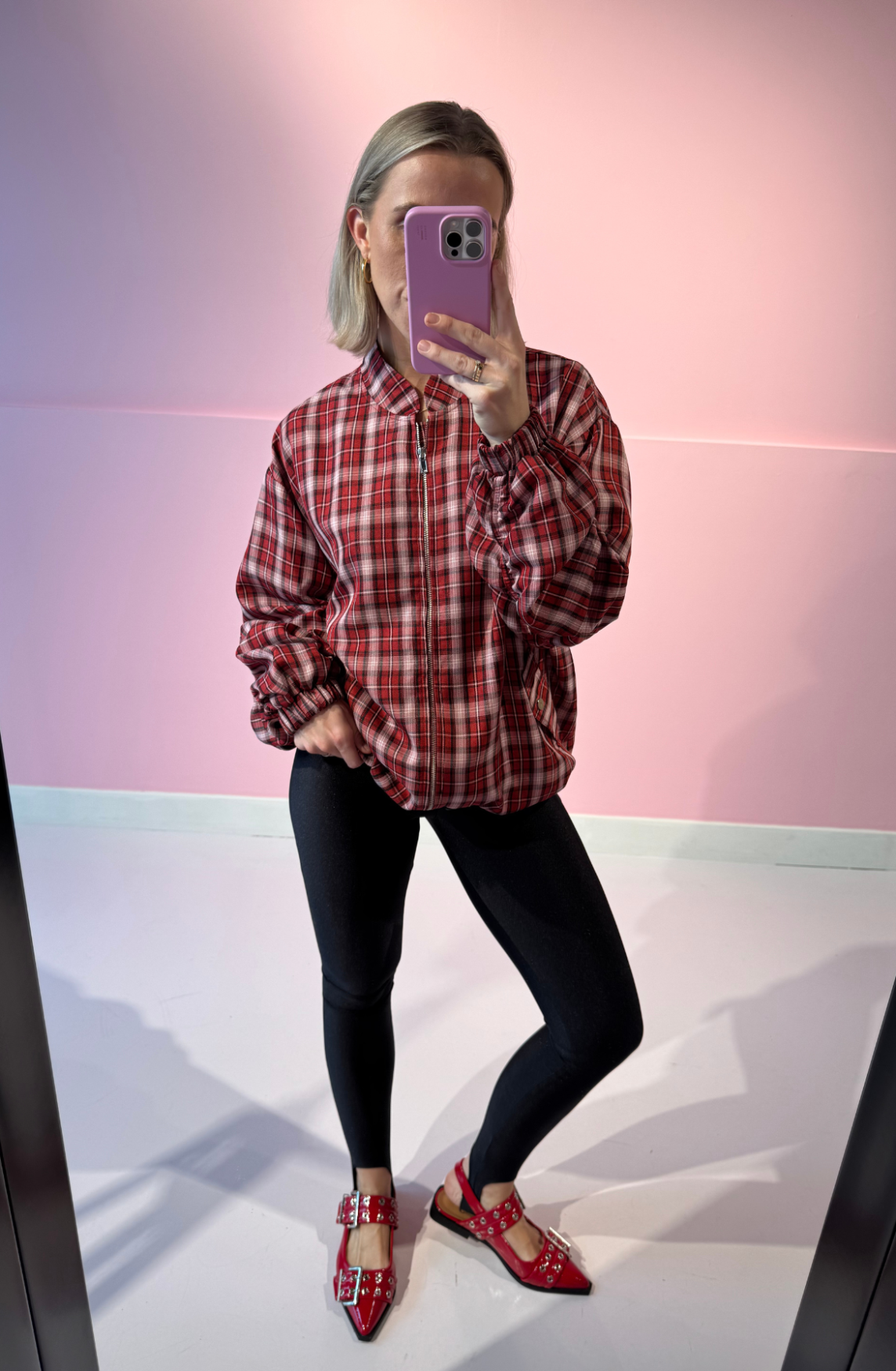 STUDIO AMAYA CHECK BOMBER