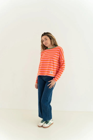 COTTON TREAT LONG SLEEVE SHIRT MIND TRAVELER | ORANJE/ROZE
