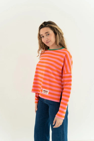 COTTON TREAT LONG SLEEVE SHIRT MIND TRAVELER | ORANJE/ROZE