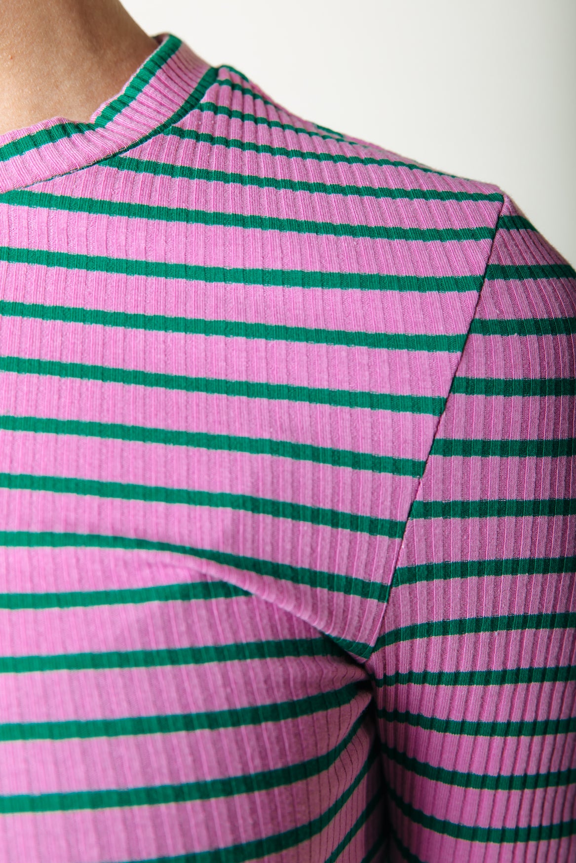 COLOURFUL REBEL JESSIE STRIPE RIB LONG SLEEVE TOP | ROZE