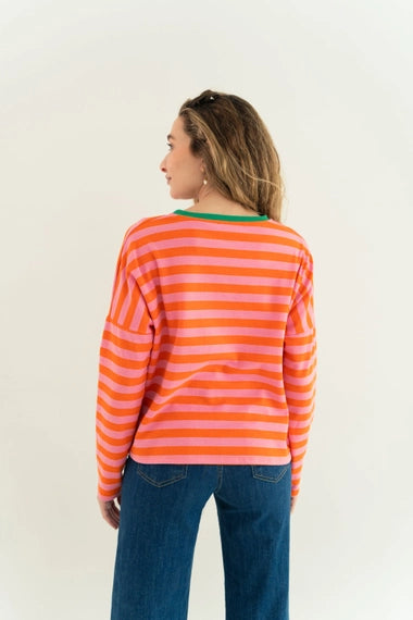 COTTON TREAT LONG SLEEVE SHIRT MIND TRAVELER | ORANJE/ROZE