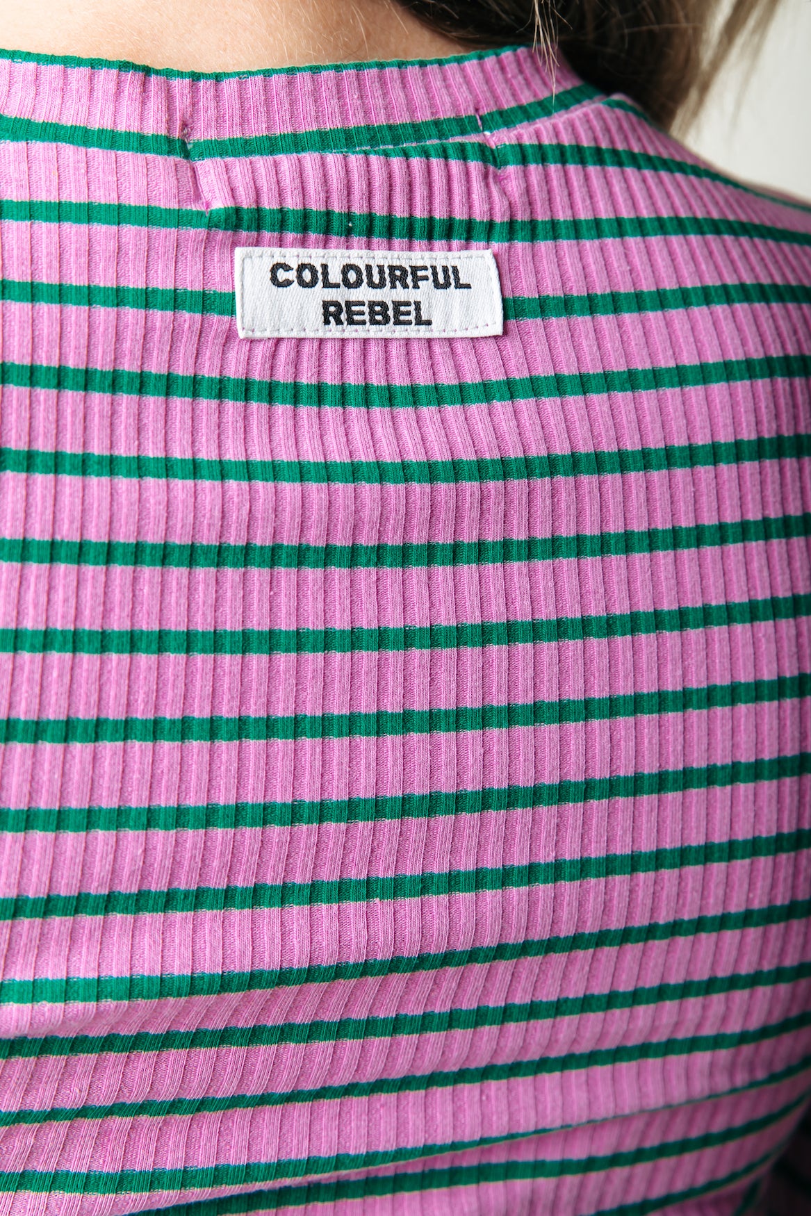 COLOURFUL REBEL JESSIE STRIPE RIB LONG SLEEVE TOP | ROZE