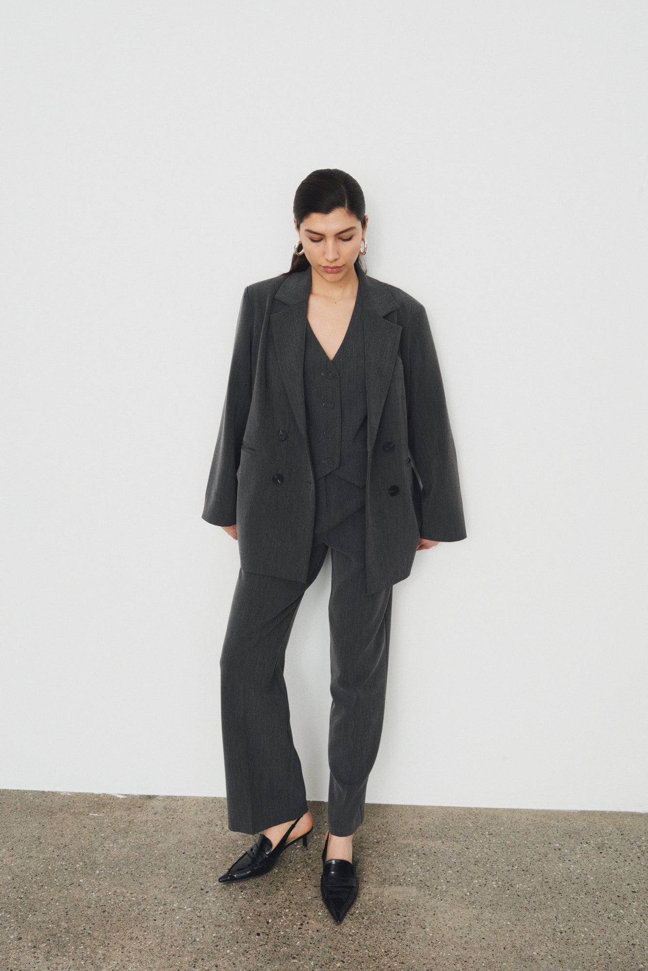 YAS LIKKA HW WIDE PANTS | GREY