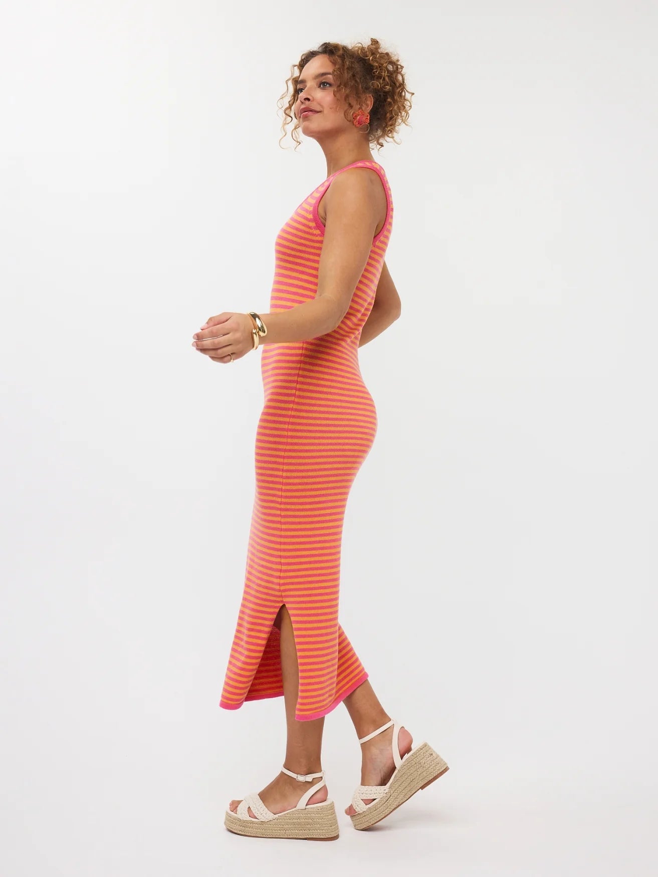 YDENCE KNITTED DRESS BODIEN | PINK/ORANGE