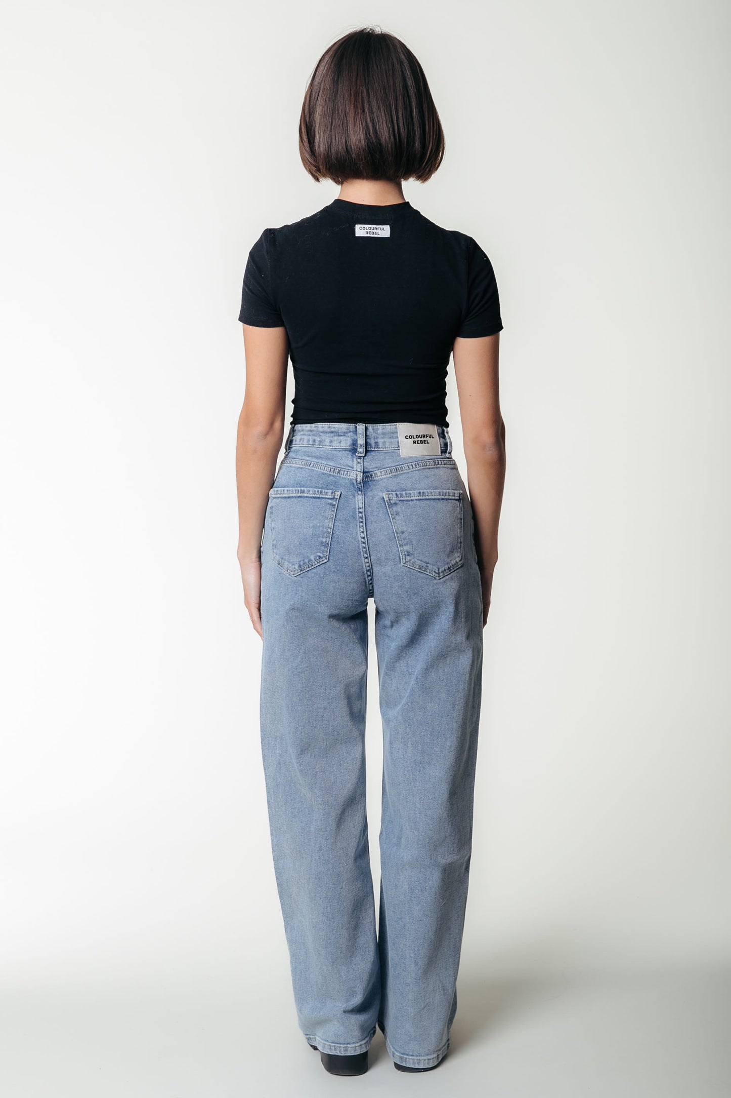 COLOURFUL REBEL GAIAS HIGH RISE DENIM WIDE LEG PANTS