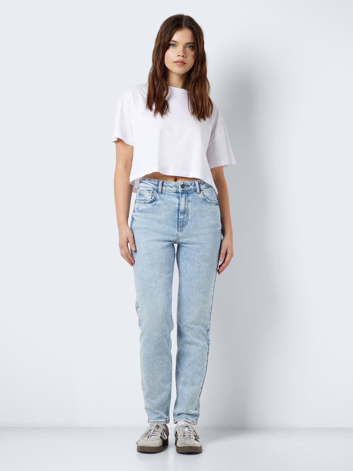 NOISY MAY MONI HW ST ANK JEANS | LIGHT BLUE DENIM