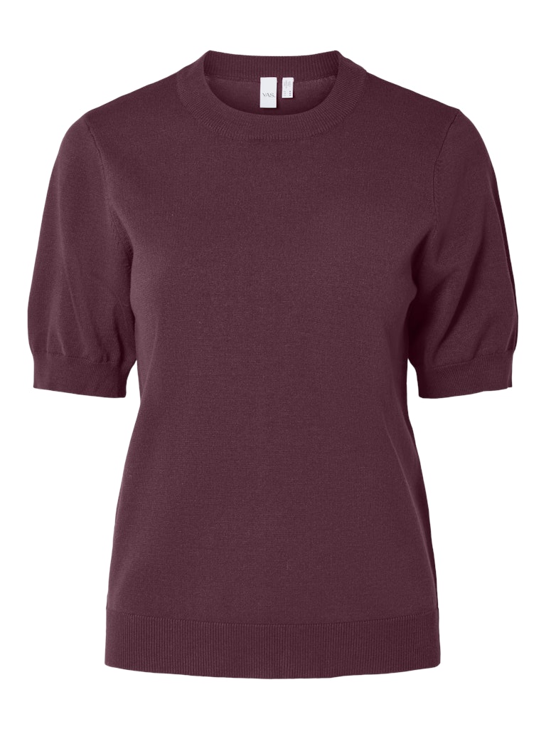 YAS LENA SS KNIT PULLOVER | BORDEAUX ROOD