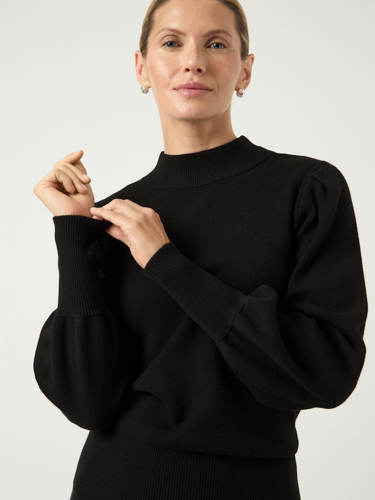 YAS FONNY LS KNIT PULLOVER | ZWART