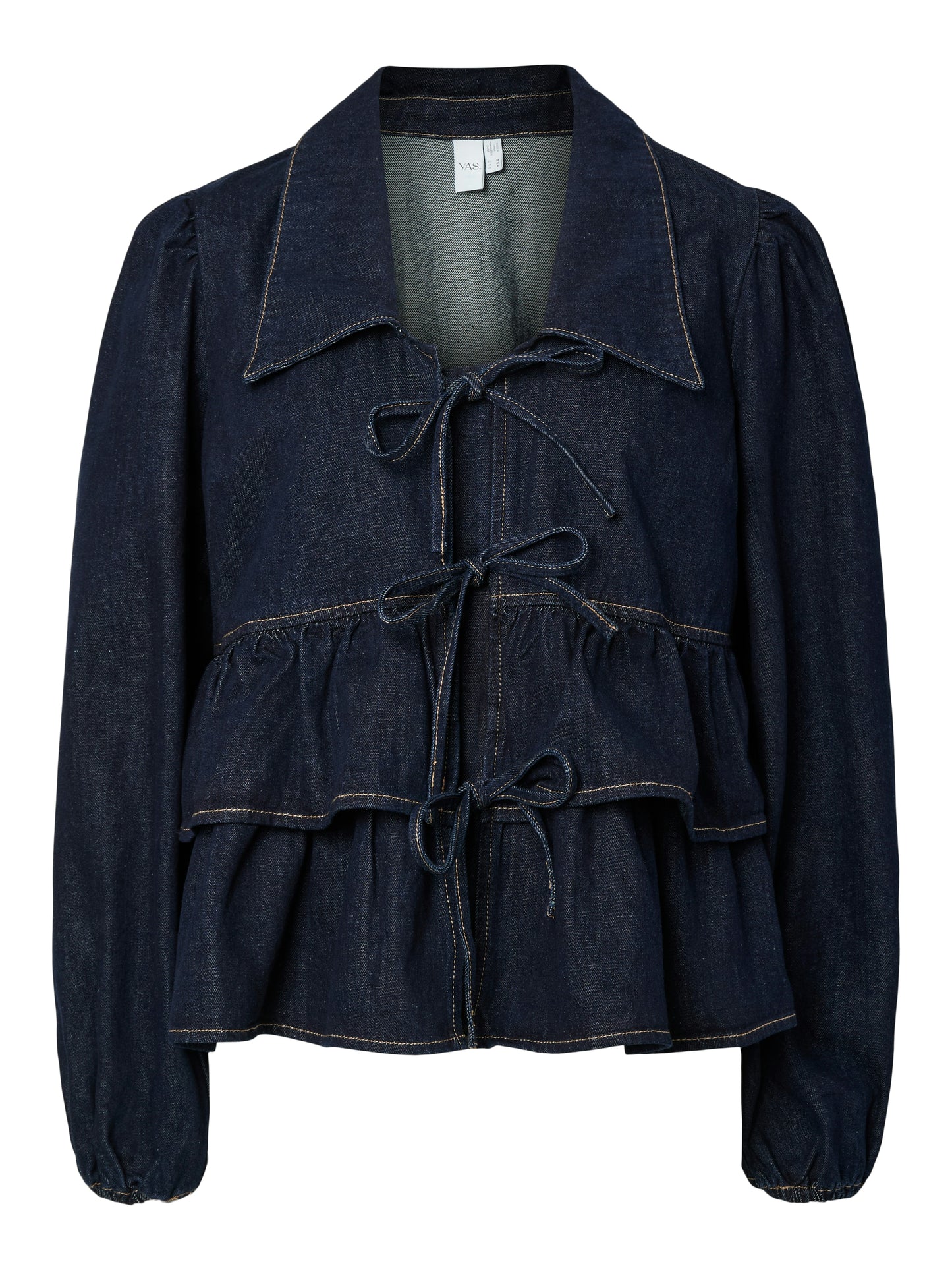 YAS CELINA LS DENIM TIE TOP