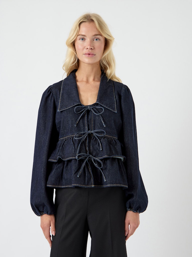 YAS CELINA LS DENIM TIE TOP