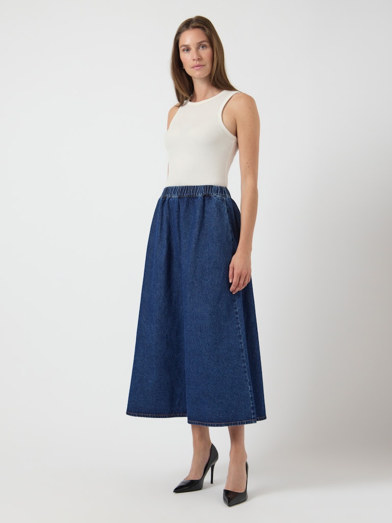 YAS COTMA HW LONG DENIM SKIRT