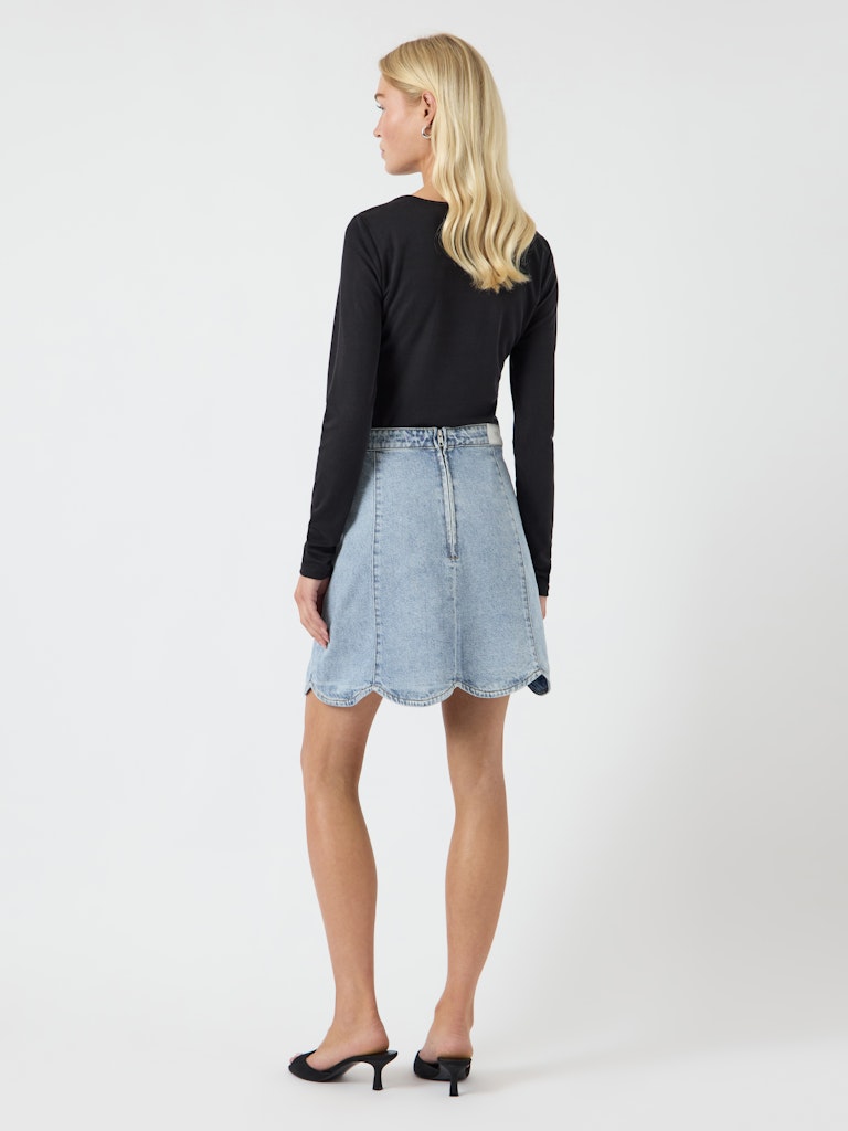 YAS SCALLOP HW SHORT DENIM SKIRT