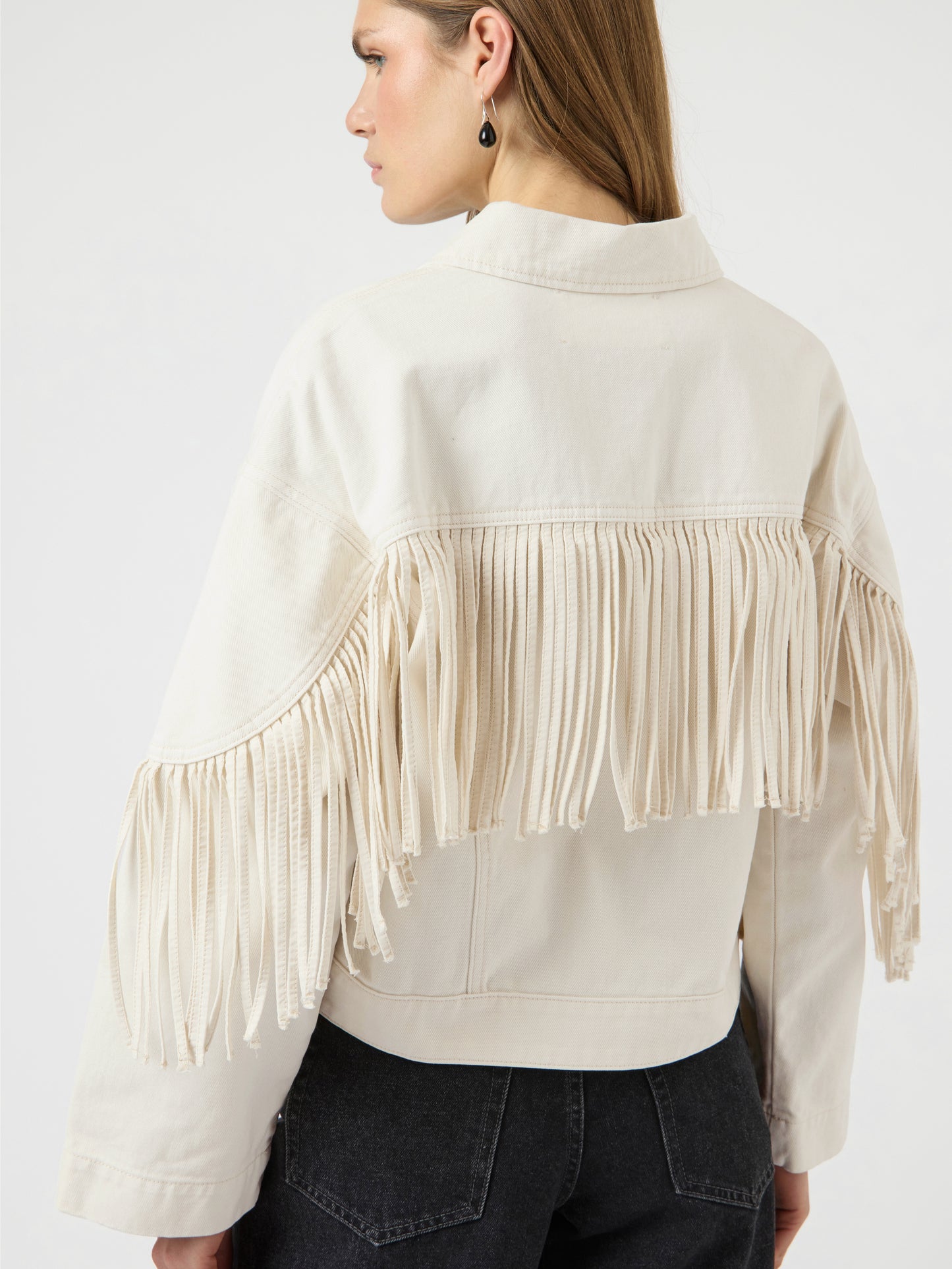 YAS AIKO DENIM FRINGE JACKET
