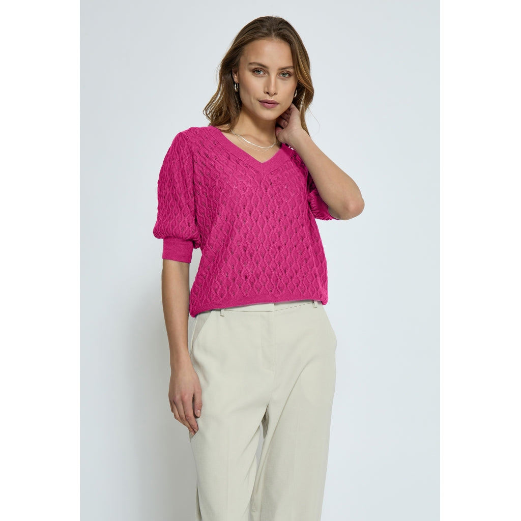 PEPPERCORN ROSALIA SLEEVE KNIT PULLOVER | MAGENTA PINK