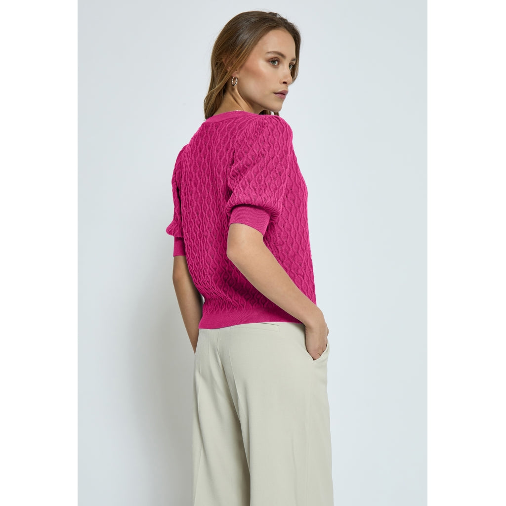 PEPPERCORN ROSALIA SLEEVE KNIT PULLOVER | MAGENTA PINK