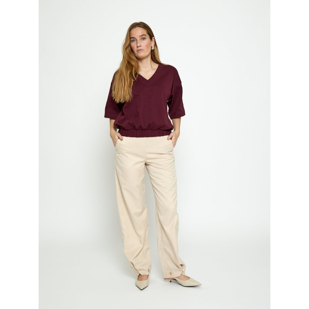PC FIOLA GOTS V-NECK TSHIRT | BERRY