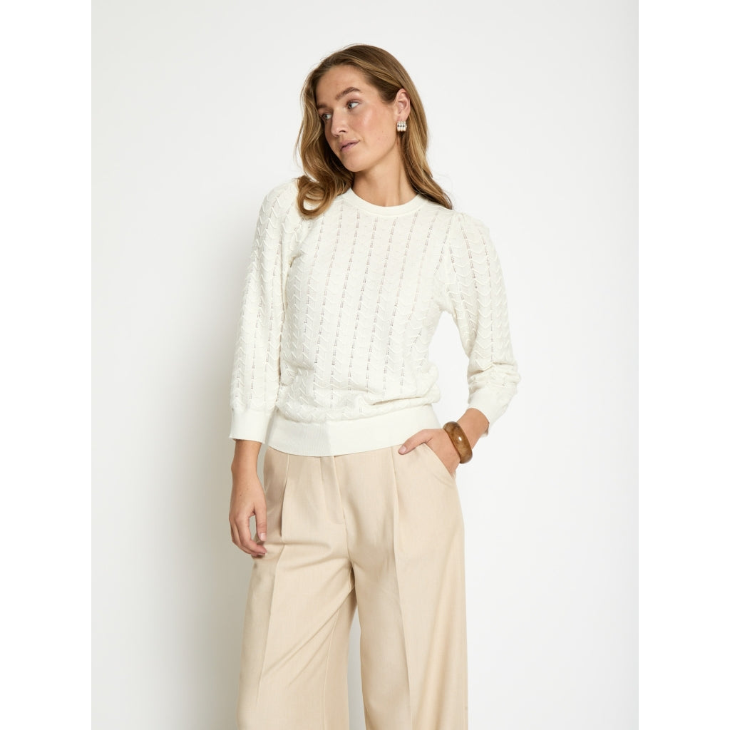 PEPPERCORN ROSY 3/74 SLEEVE PULLOVER | CLOUD DANCER