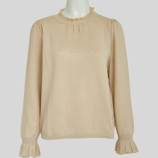 PEPPERCORN TANA FRILL KNIT PULLOVER | OFFWHITE