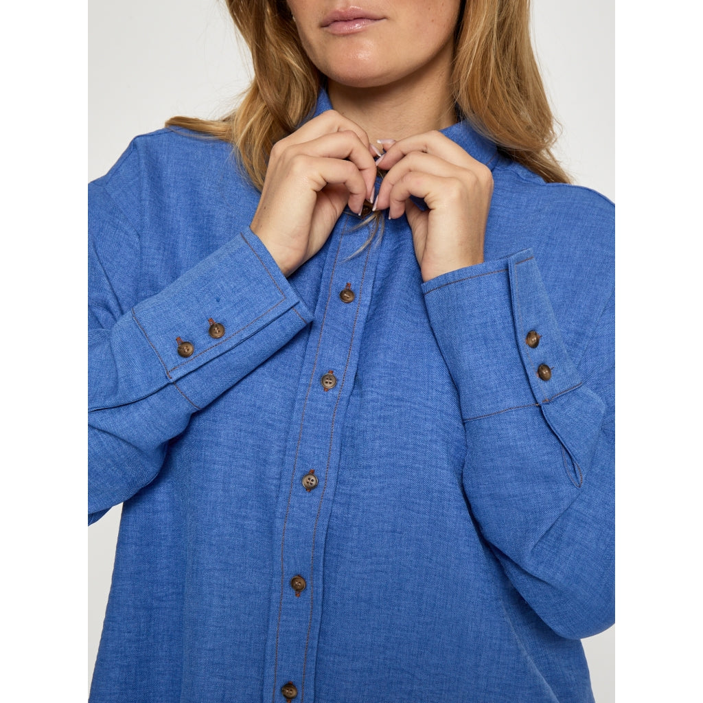 PEPPERCORN GABY SHORT SHIRT | BLUE