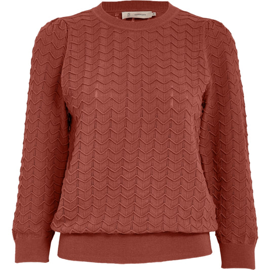 PEPPERCORN ROSY 3/74 SLEEVE PULLOVER | DUSTY CEDAR RED