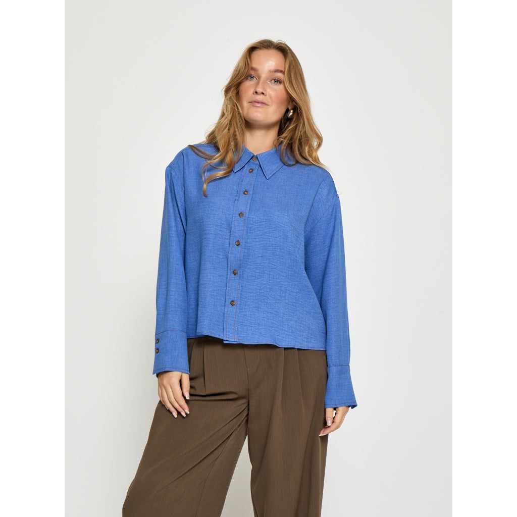 PEPPERCORN GABY SHORT SHIRT | BLUE