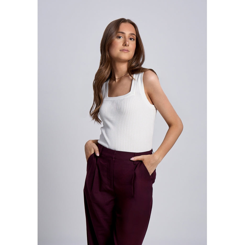 DESIRES ANELI  RIB AQUARE NECK TOP