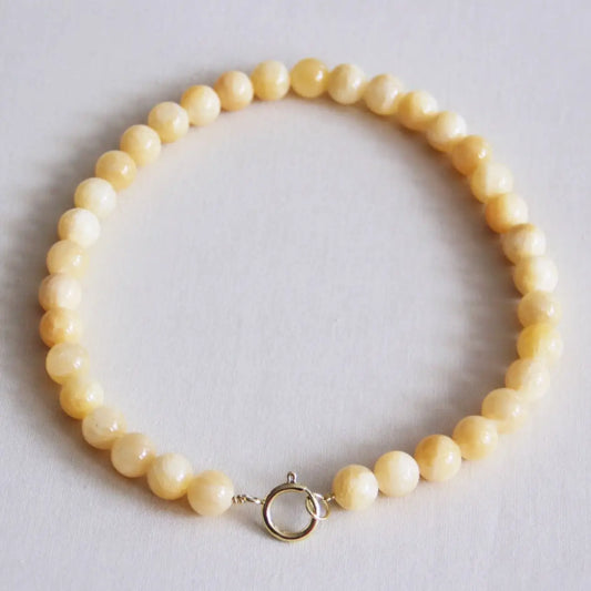 Cotton Treat - Kralenketting van natuursteen XL - Botergeel (bazou)