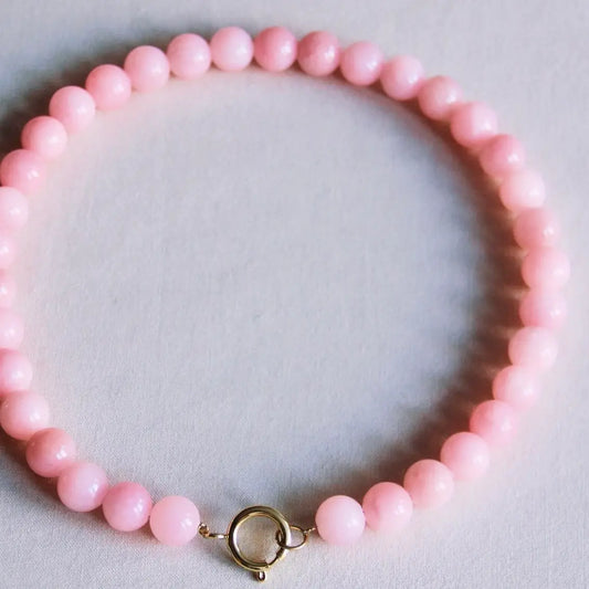 Cotton Treat - Kralenketting van natuursteen XL - Roze (bazou)
