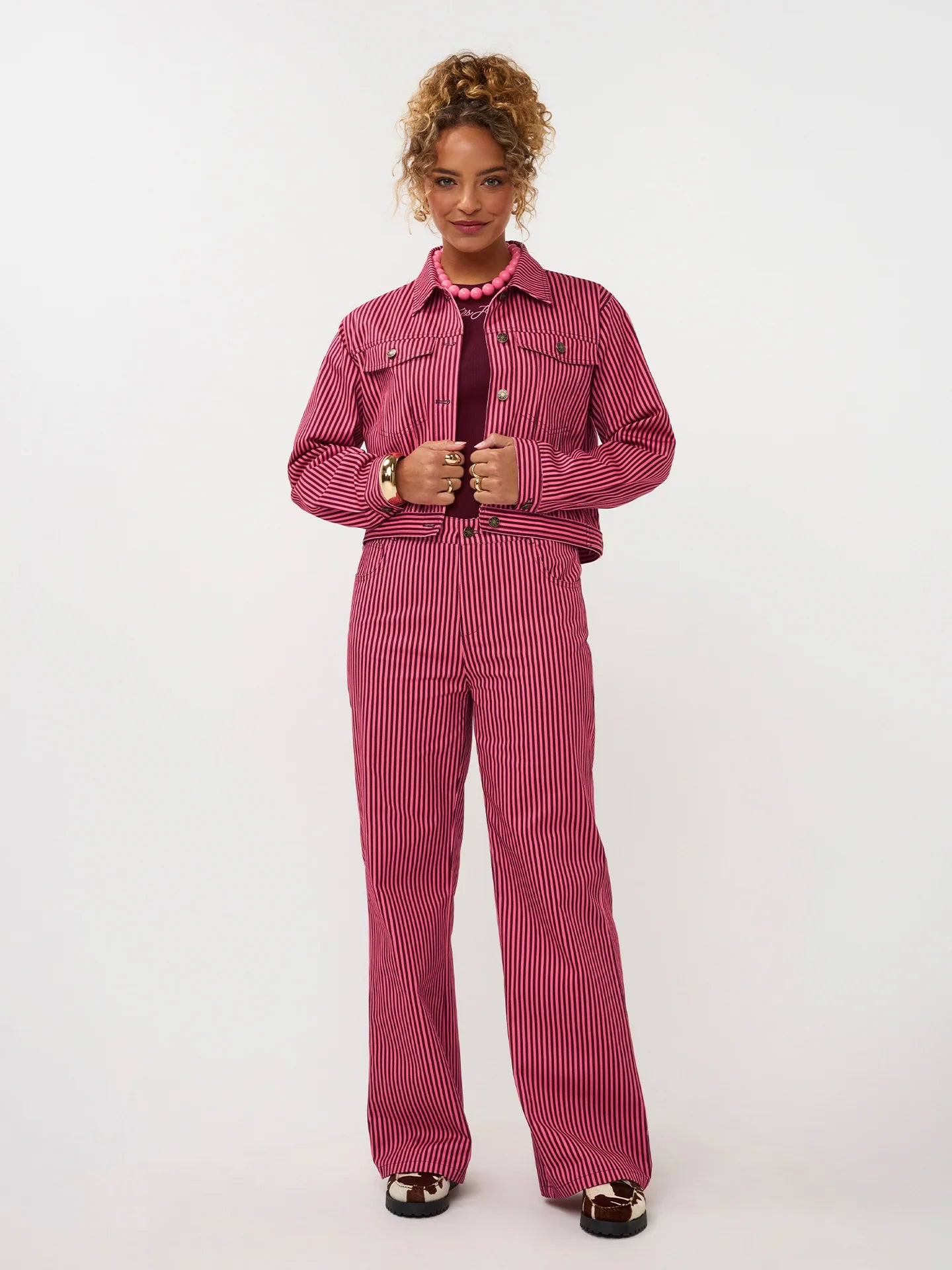 YDENCE PANTS DJAMILLA | CORAL PINK/BURGUNDY