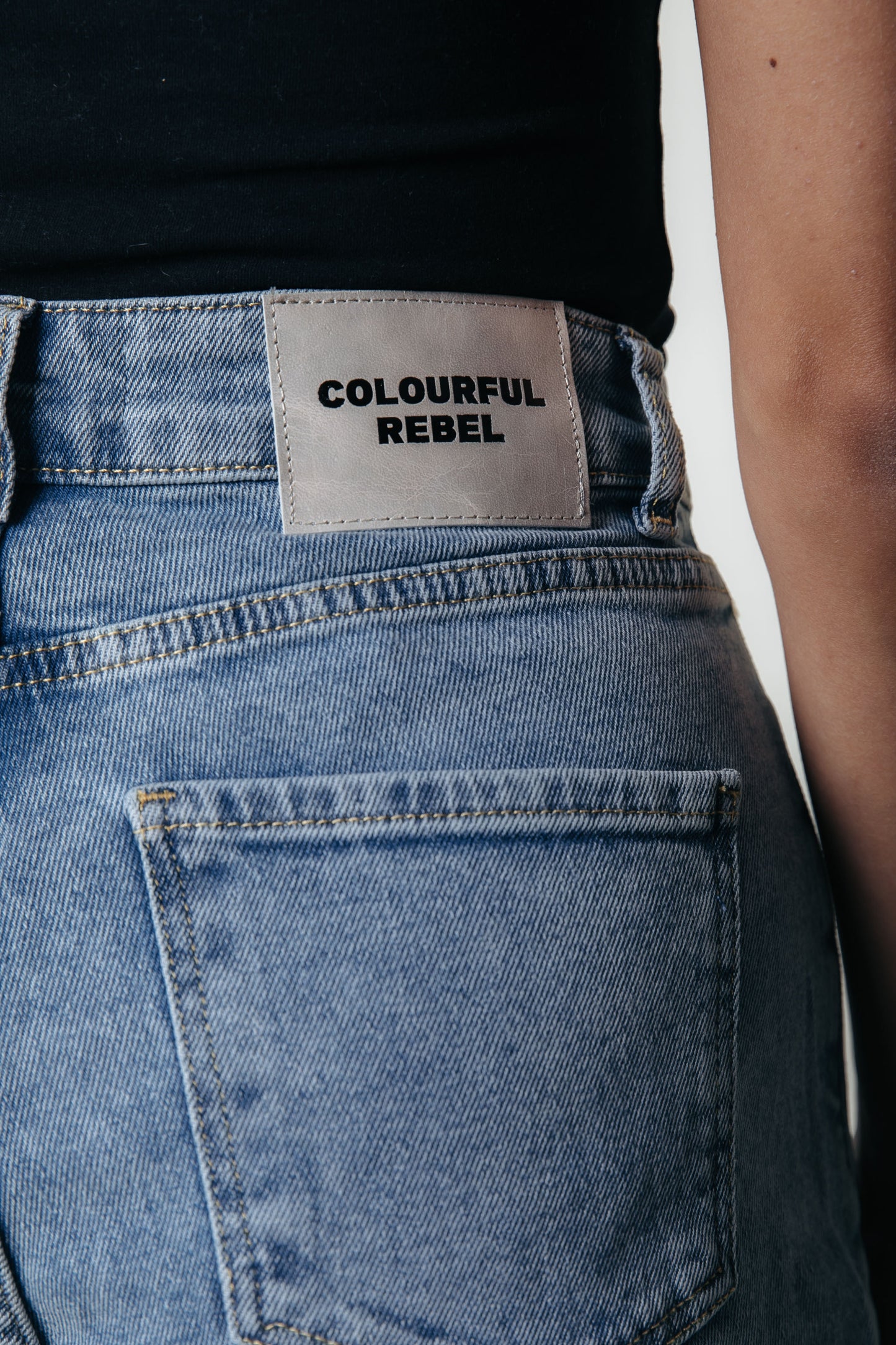 COLOURFUL REBEL GAIAS HIGH RISE DENIM WIDE LEG PANTS