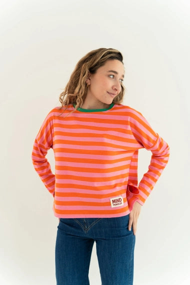 COTTON TREAT LONG SLEEVE SHIRT MIND TRAVELER | ORANJE/ROZE