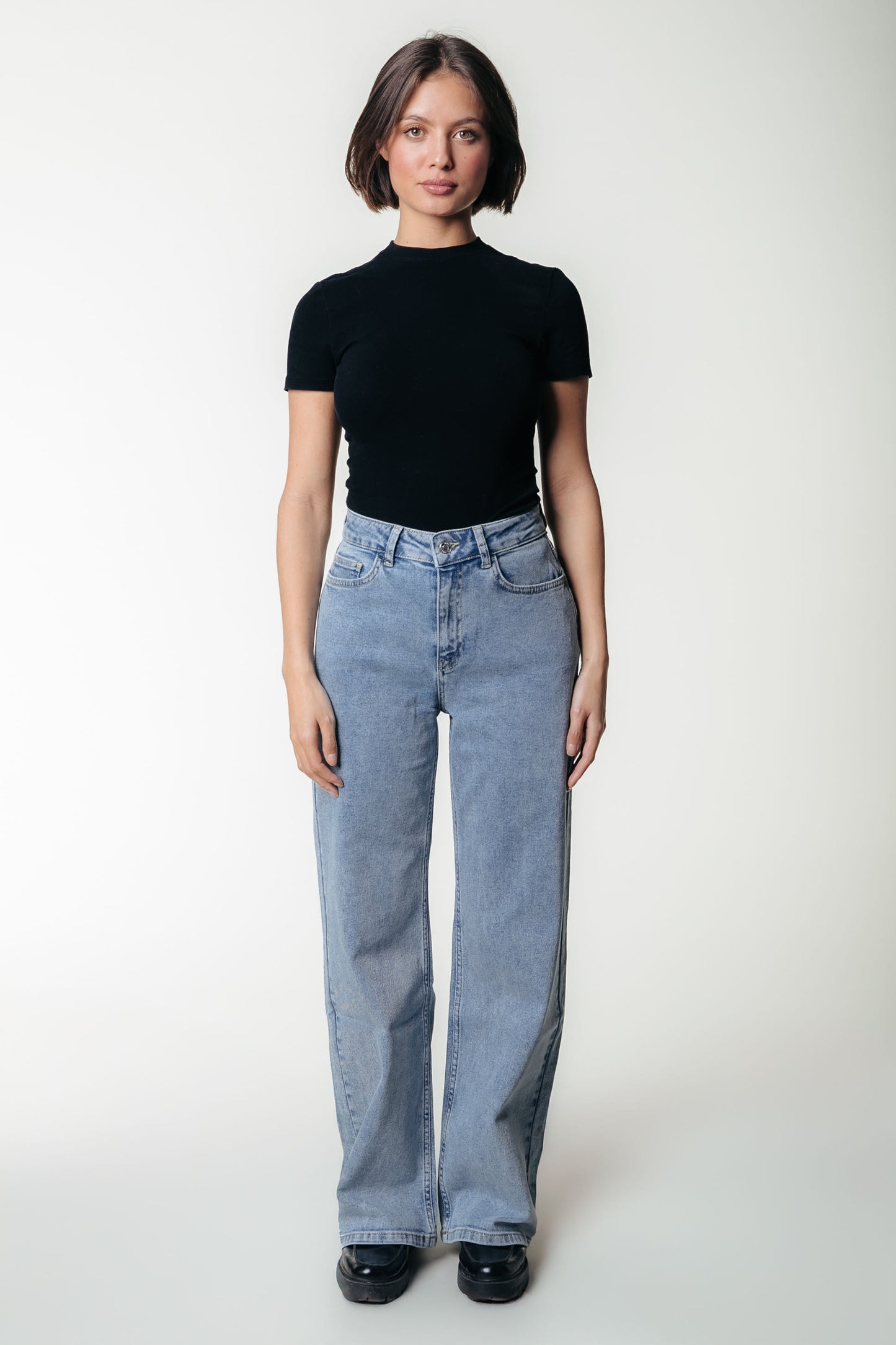 COLOURFUL REBEL GAIAS HIGH RISE DENIM WIDE LEG PANTS