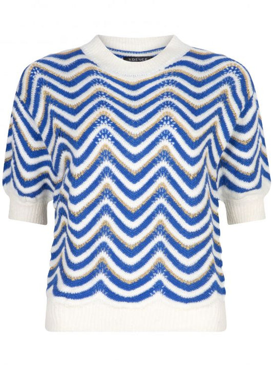 YDENCE KNITTED TOP JOSIE COBALT/OFF-WHITE