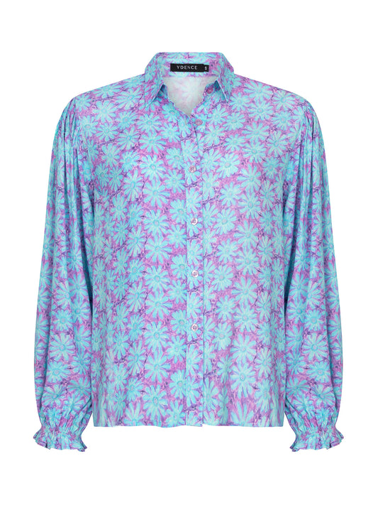 YDENCE BLOUSE ALYSSA | TURQUOISE FLOWER
