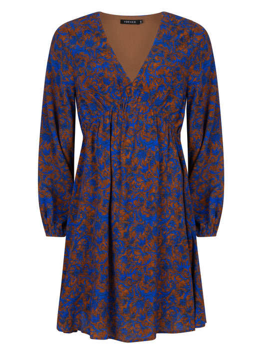 YDENCE DRESS JAELY | BLUE/BROWN FLOWER
