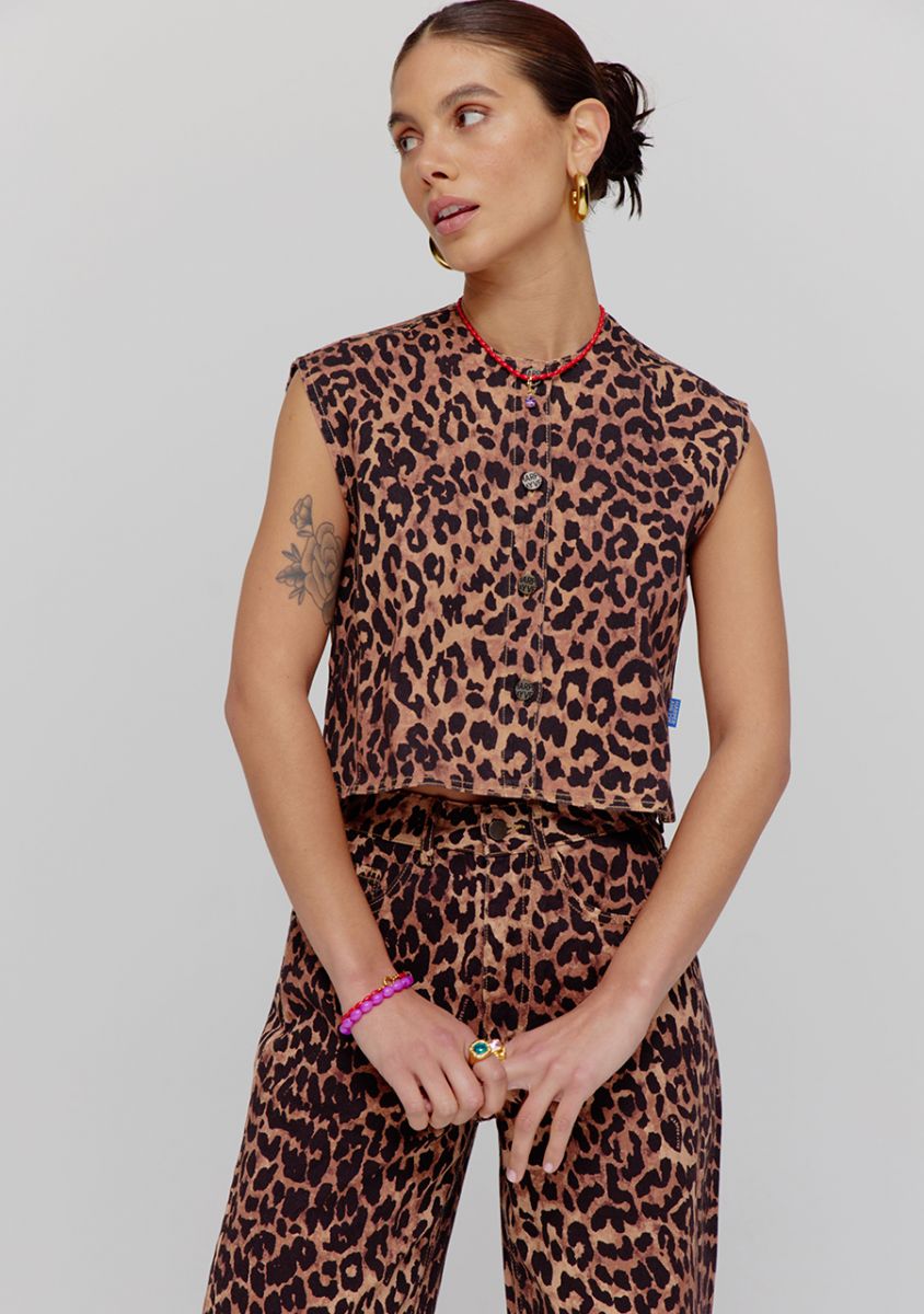 HARPER & YVE GILET GILLY LEOPARD