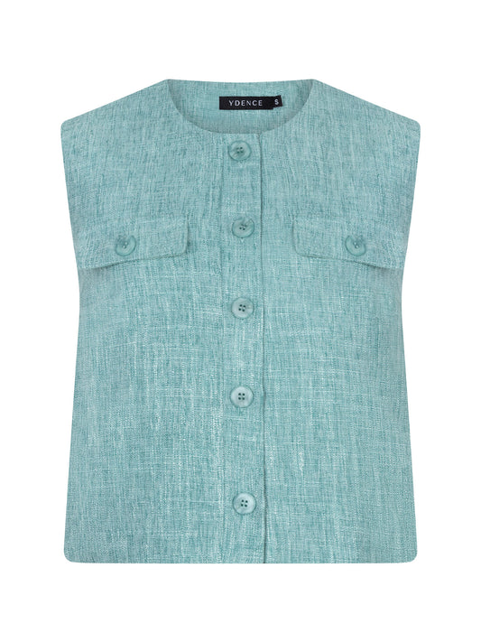 YDENCE GILET AMANDA | TURQUOISE MELANGE
