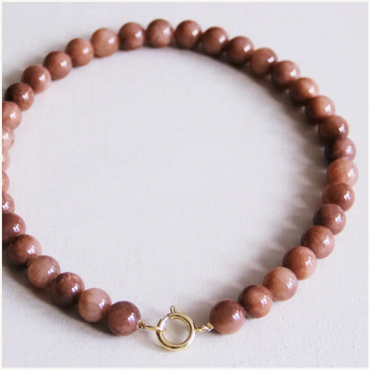 Cotton Treat - Kralenketting van natuursteen XL - mokka (bazou)