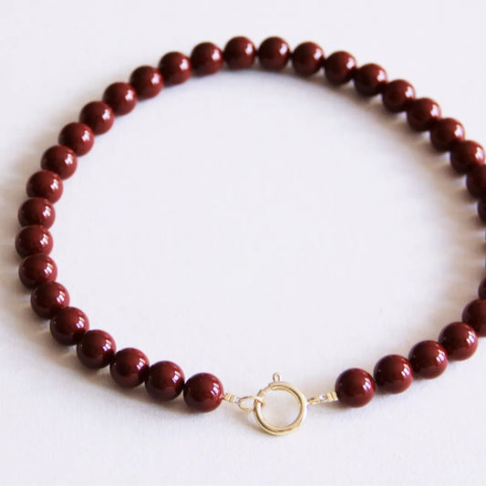 Cotton Treat - Kralenketting van natuursteen XL - Bordeaux (bazou)