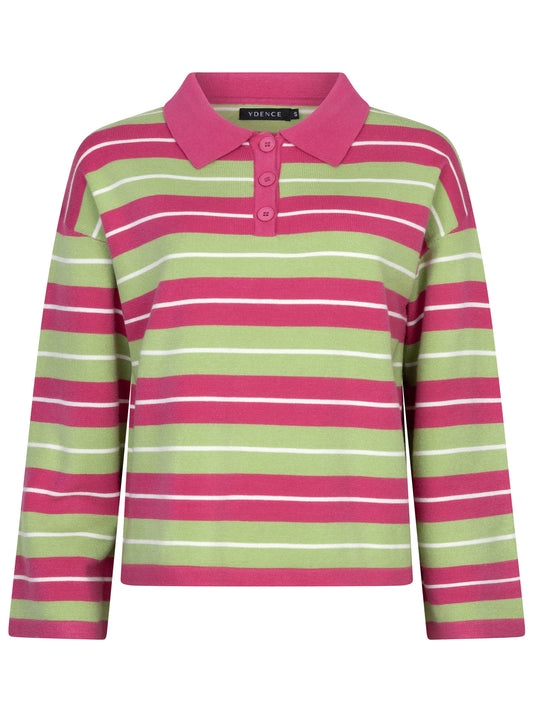 YDENCE KNITTED TOP BALOU | BERRY PINK / GREEN