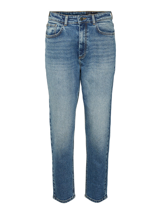 NOISY MAY MONI HW ST ANK JEANS | MEDIUM BLUE DENIM