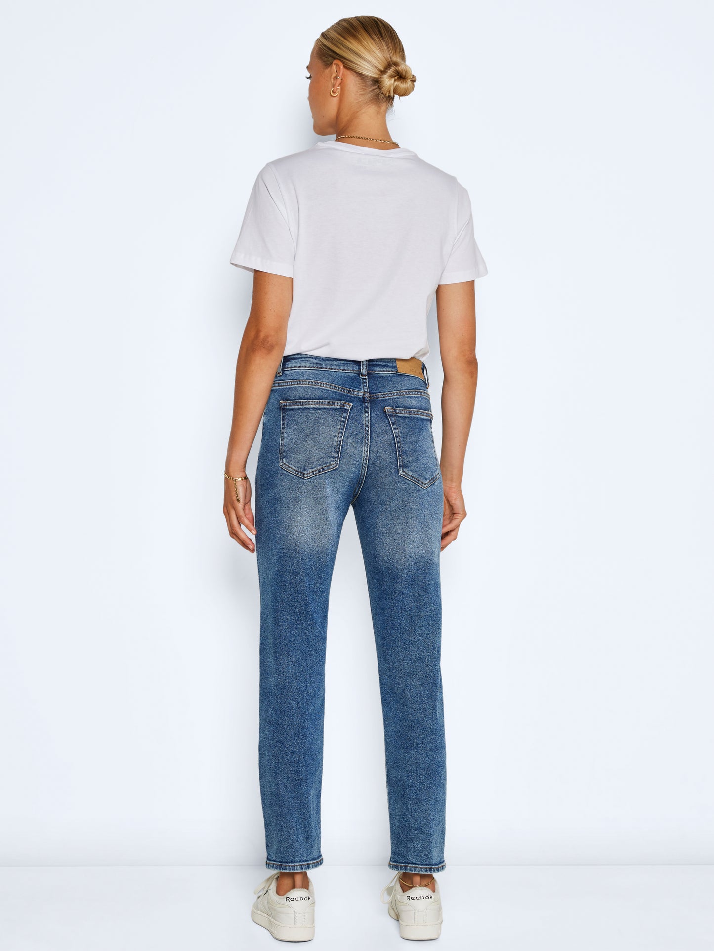 NOISY MAY MONI HW ST ANK JEANS | MEDIUM BLUE DENIM