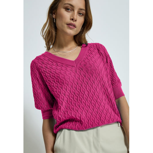 PEPPERCORN ROSALIA SLEEVE KNIT PULLOVER | MAGENTA PINK