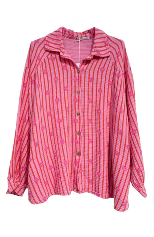 COTTON TREAT | MOUSSELINE BLOUSE ROZE BLOEM