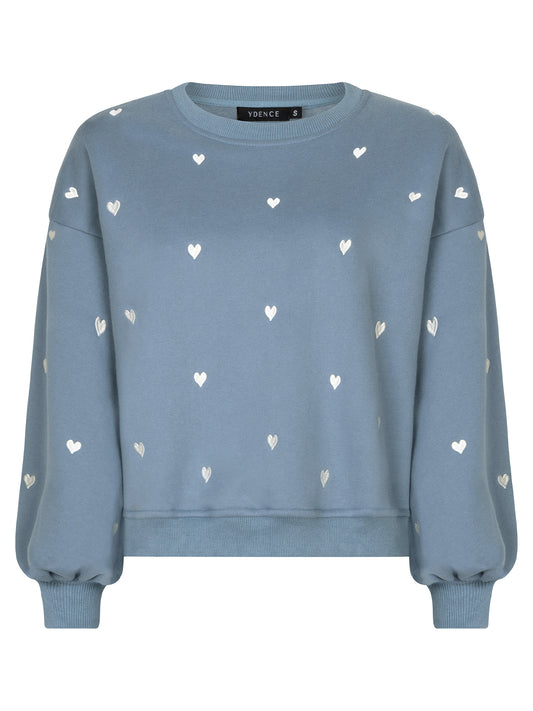 YDENCE SWEATER HEARTS | BLUE/GREY