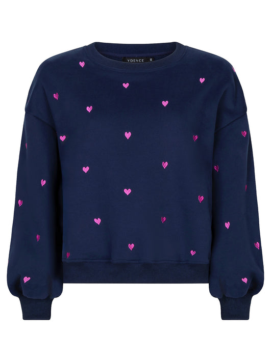 YDENCE SWEATER HEARTS | NAVY