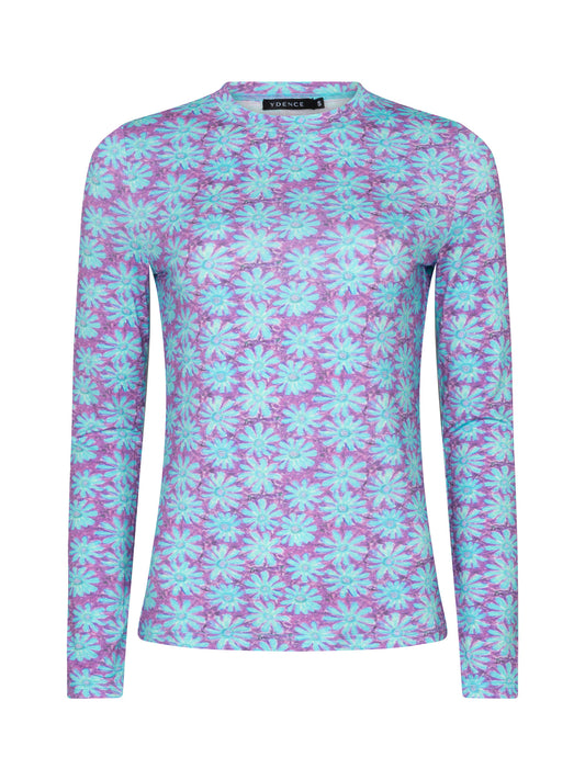 YDENCE TOP CHRISTINE | TURQUOISE FLOWER